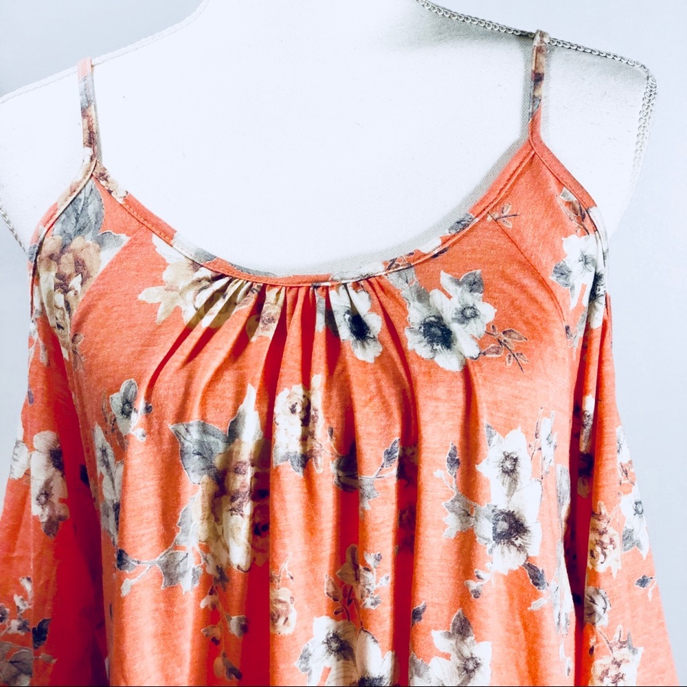 Ginger G Pink Floral Cold Shoulder Top - Picture 3 of 8